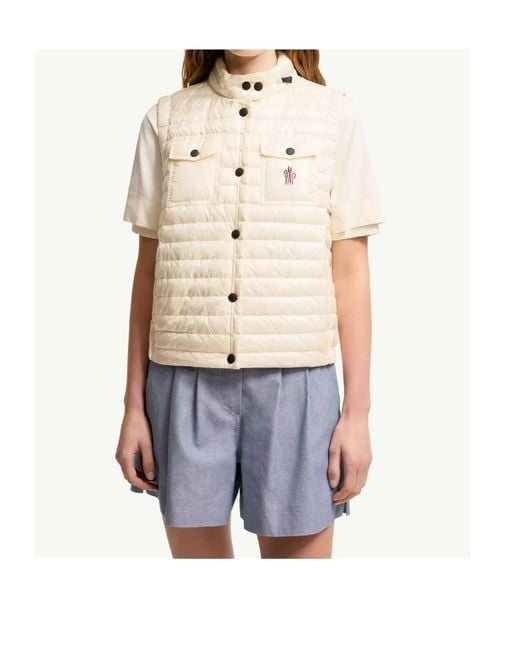 Moncler Natural Grenoble Logo Patch Padded Gilet
