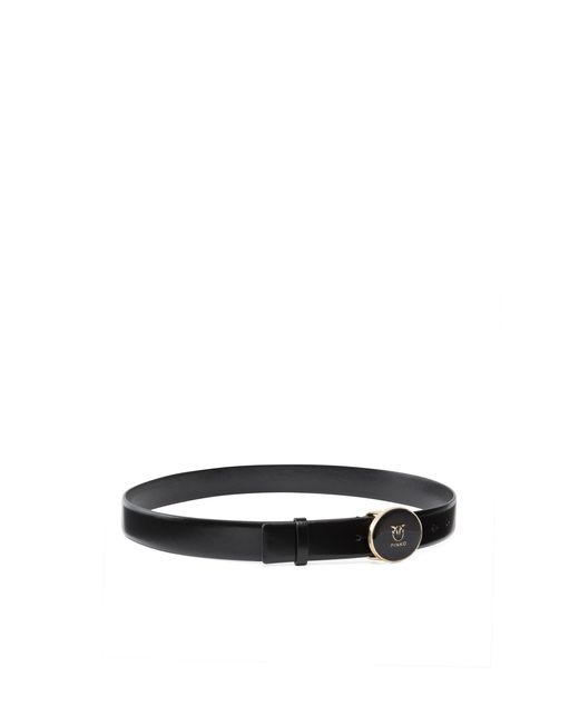 Pinko White Logo Detailed Buckled Belt