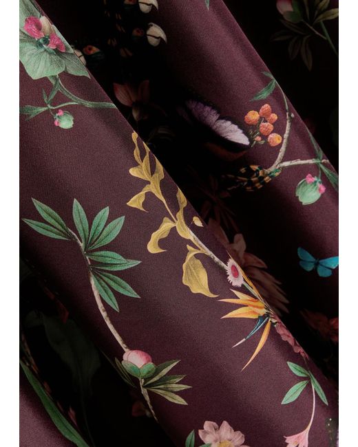 LaDoubleJ Red Square Belted Printed Silk Kaftan Dress