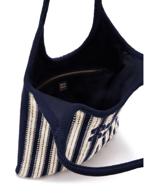 Miu Miu Blue Ivy Braided Cotton Shoulder Bag
