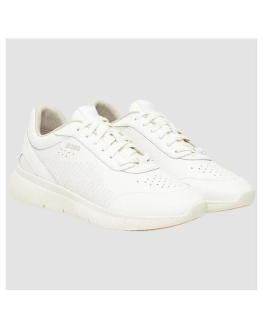 Boss White Boss Perforated Lace-Up Sneakers for men