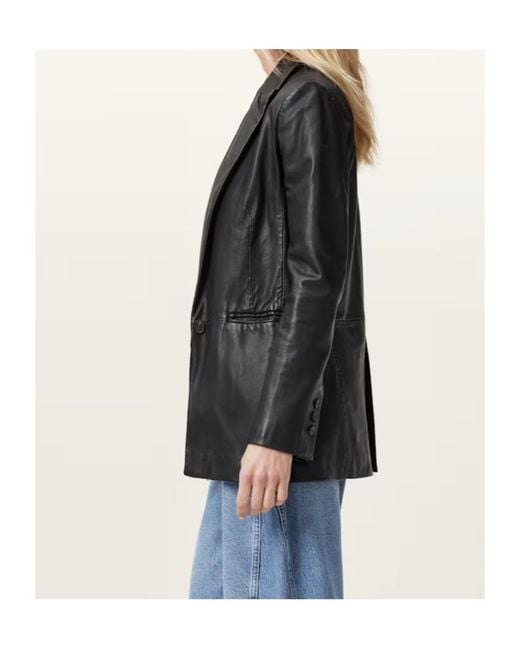 AllSaints Black Deri Leather Blazer