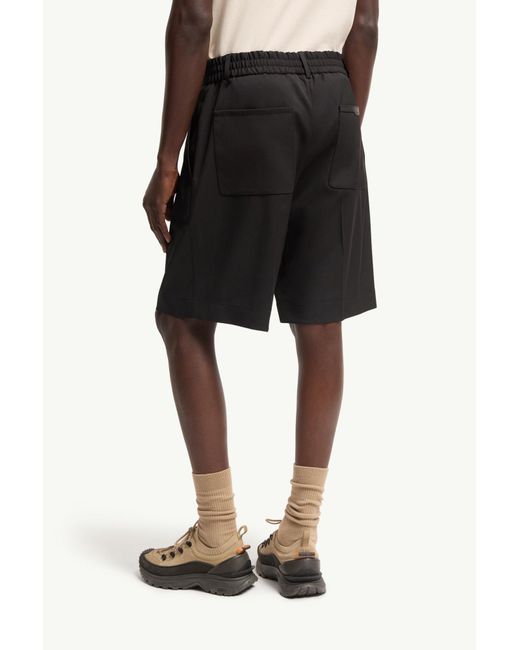 Moncler Black Wool Blend Gabardine Bermuda Shorts for men