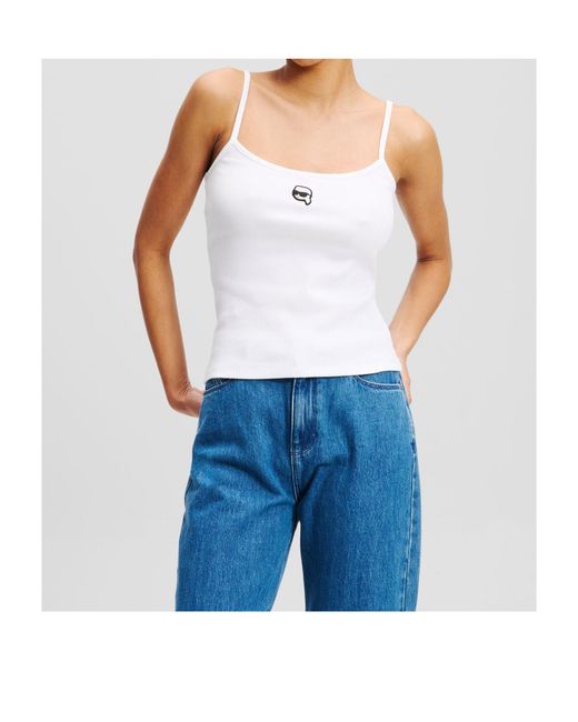 Karl Lagerfeld White Ikon Tank Top