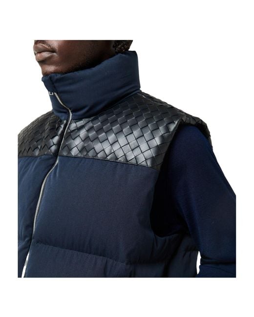 Bottega Veneta Blue Intrec Intreccio Weave Sleeveless Gilet for men