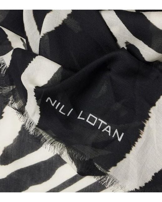 Nili Lotan White Zebra-Print Scarf
