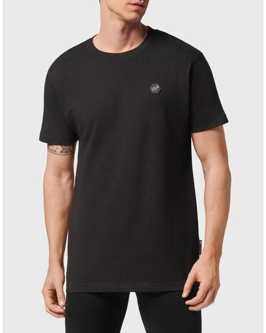 Philipp Plein Black T-Shirt With Round Neck And Short Sleeves for men