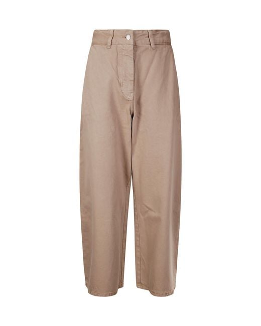 Studio Nicholson Natural Logo Patch Cropped Wide-Leg Jeans