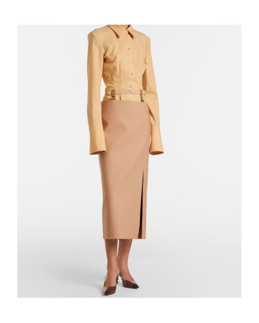Mugler Natural Pleated Button-Down Shirt