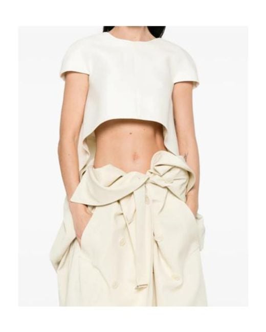 Balenciaga White Asymmetric Cropped Top