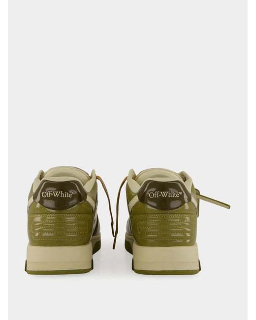 Off-White c/o Virgil Abloh Green Out Of Office "Ooo" Patent-Leather Sneakers for men