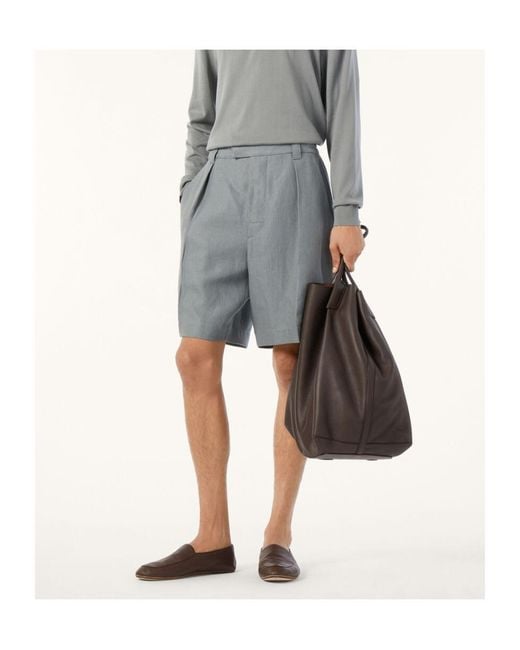 Loro Piana Gray Reinga Belt-Loop Shorts for men