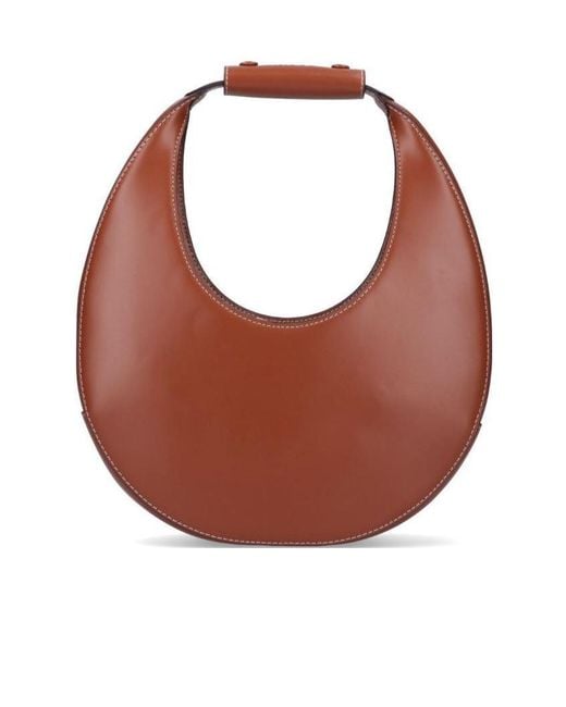 Staud Brown Moon Logo Debossed Tote Bag