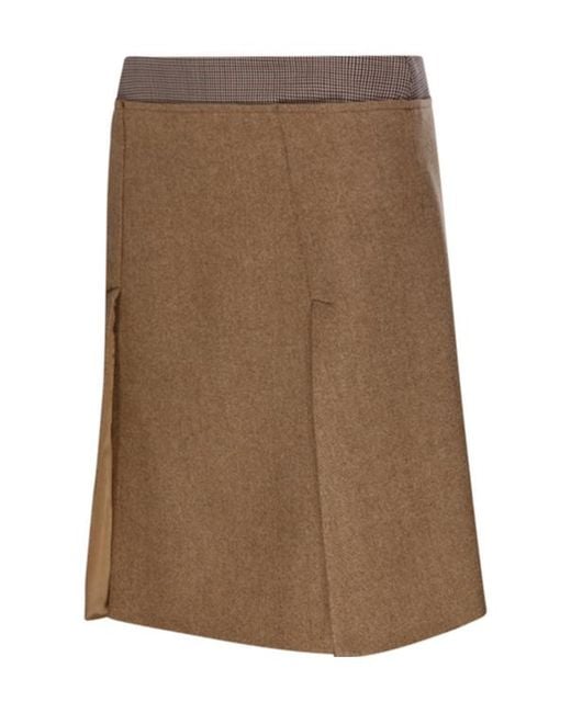 Sportmax Brown Riga Checked Waist Mini Skirt