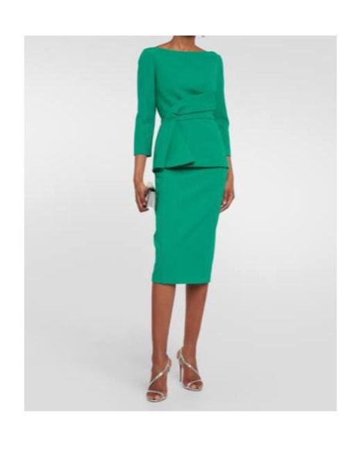 Safiyaa Green Draped Crêpe Midi Dress