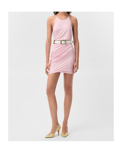Versace Pink Viscose-Jersey Draped Mini Dress