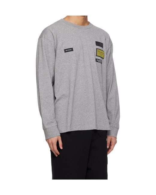 MM6 by Maison Margiela Gray Crew Neck Long-Sleeved T-Shirt for men