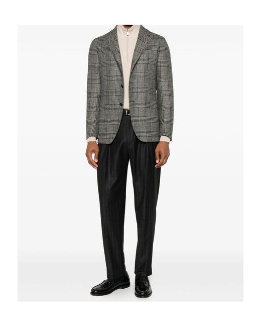 Tagliatore Gray Plaid Suit Jacket for men