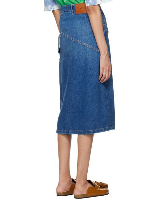 J.W. Anderson Blue Jw Anderson Logo Patch Twisted Midi Skirt