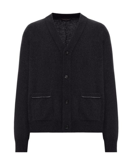 Roberto Collina Black Wool V-Neck Cardigan for men