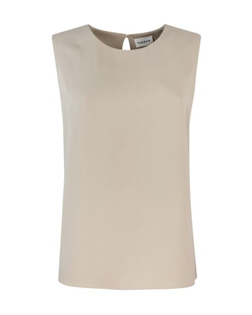 P.A.R.O.S.H. Natural P.A.R.O..H. Cady Round-Neck Sleeveless Blouse