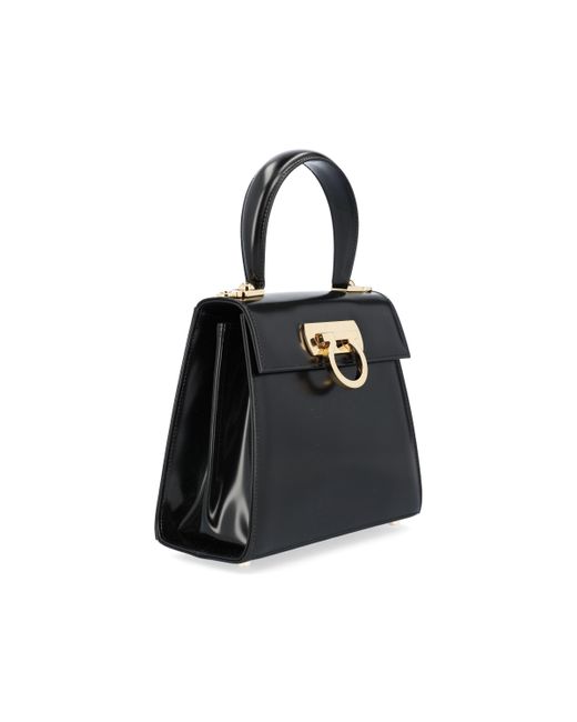 Ferragamo Black Iconic Small Top Handle Bag