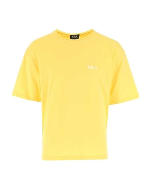 A.P.C. Yellow Logo-Printed Crewneck T-Shirt for men
