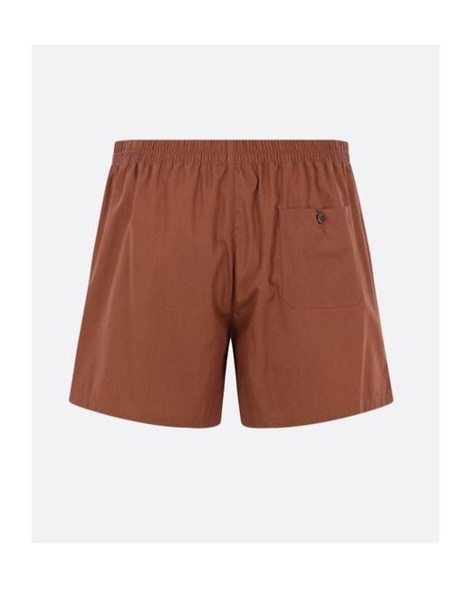 Dolce & Gabbana Brown Logo Patch Poplin Boxer Shorts for men