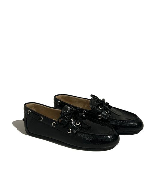 Miu Miu Black Round Head Loafer Shoes