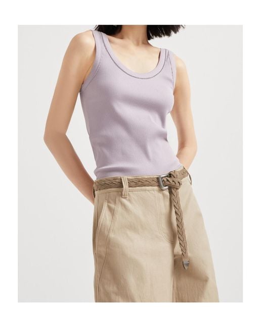 Brunello Cucinelli Purple Ribbed Tank Top