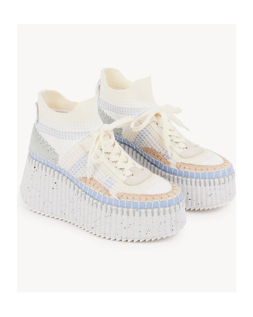 Chloé White Chloé Nama Wedge Sneakers