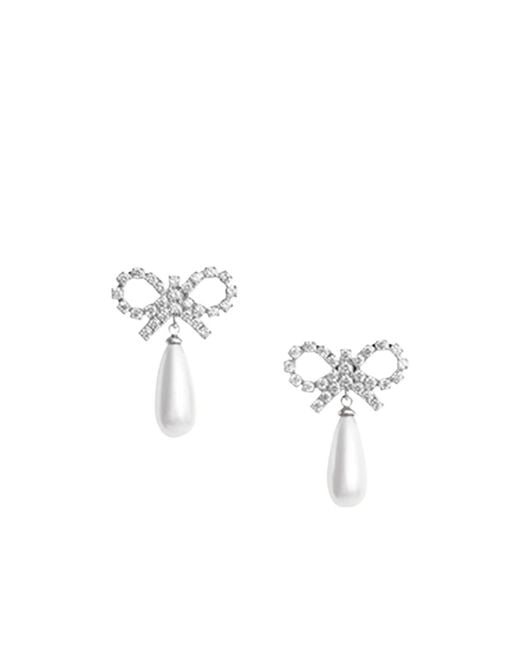 Self-Portrait White Bow Earrings