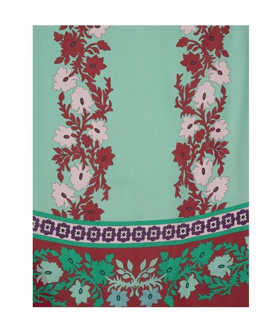 LaDoubleJ Green Floral Silk Midi Dress