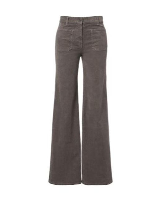 Nili Lotan Gray Florence Corduroy Wide-Leg Pants