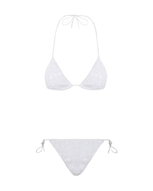 Oseree White Oséree Sequin Embellished Bikini Set