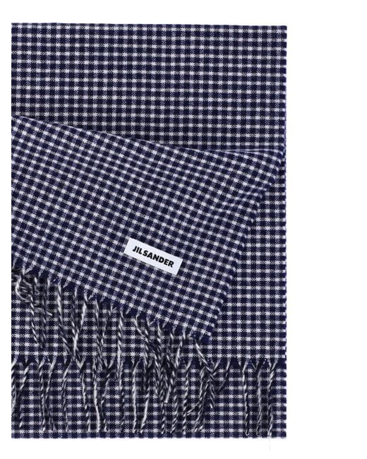 Jil Sander Blue Slim Micro-Checkered Scarf for men