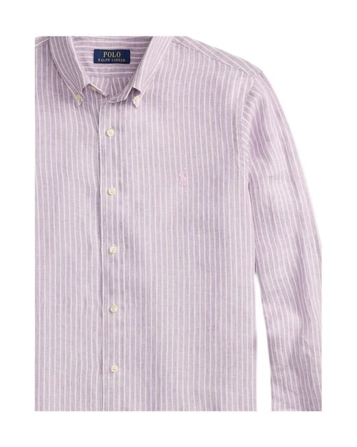 Polo Ralph Lauren Purple Striped Long Sleeved Shirt for men