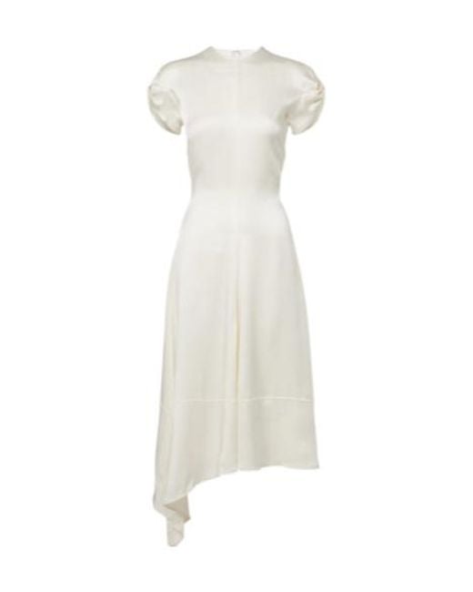 Victoria Beckham White Asymmetric Crêpe Satin Midi Dress