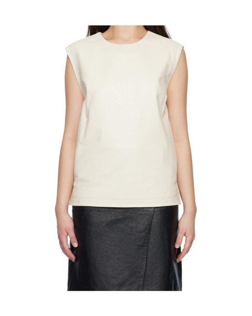 Loulou de Saison White Fiza Ostrich-Effect Zip Top