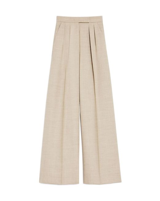 Max Mara Natural Button Detailed Wide-Leg Trousers