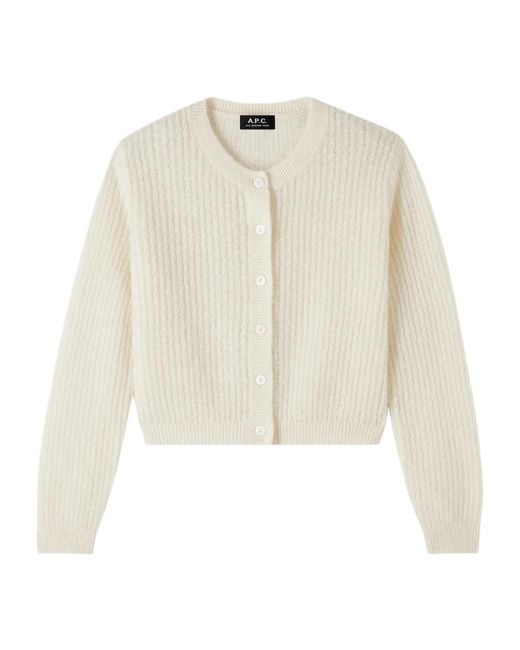 A.P.C. White Milo Cable-Knit Cardigan