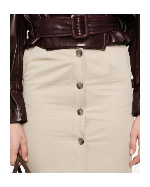 Anine Bing Natural Button-Down Skirt