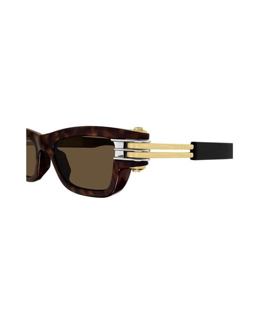Bottega Veneta White Eyewear Bolt Rectangle Frame Sunglasses