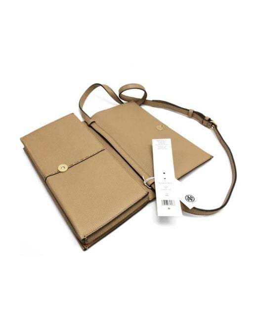 Tory Burch Natural Logo Plaque Shoulder Bag