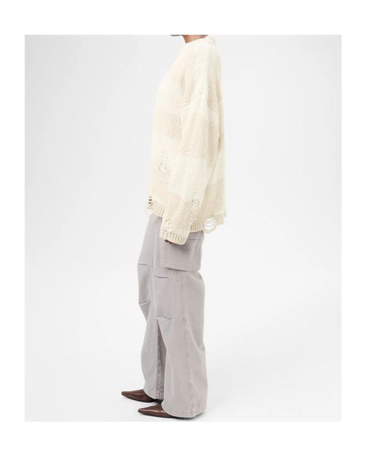 Our Legacy White Popover Roundneck Distressed Jumper
