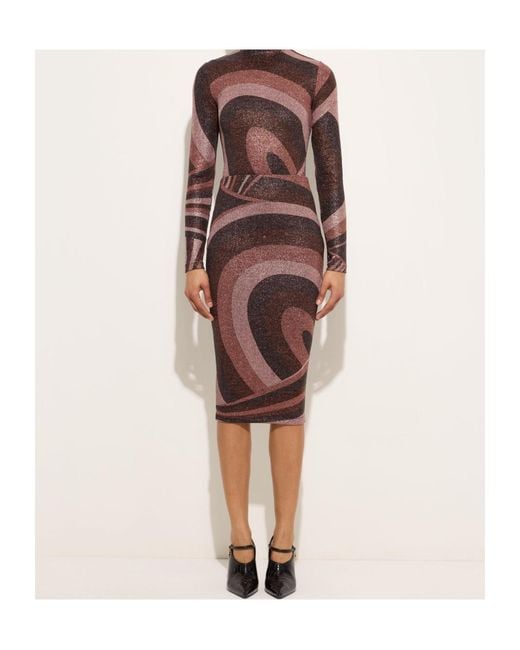 Emilio Pucci Purple Iride Print Lurex Jersey Skirt