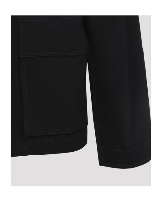 Lemaire Black Pocket Button Overshirt for men
