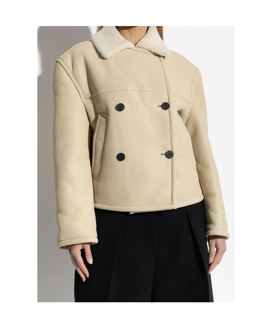 Jacquemus Natural Double-Breasted Shearling Coat