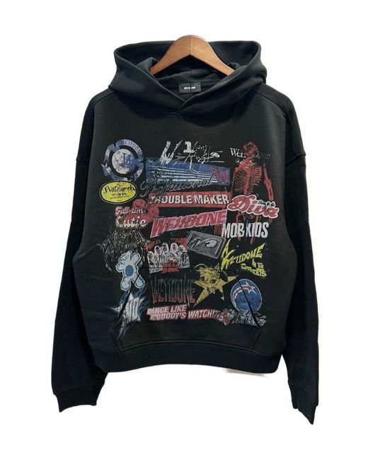 we11done Black Pieces Hooded Hoodie for men