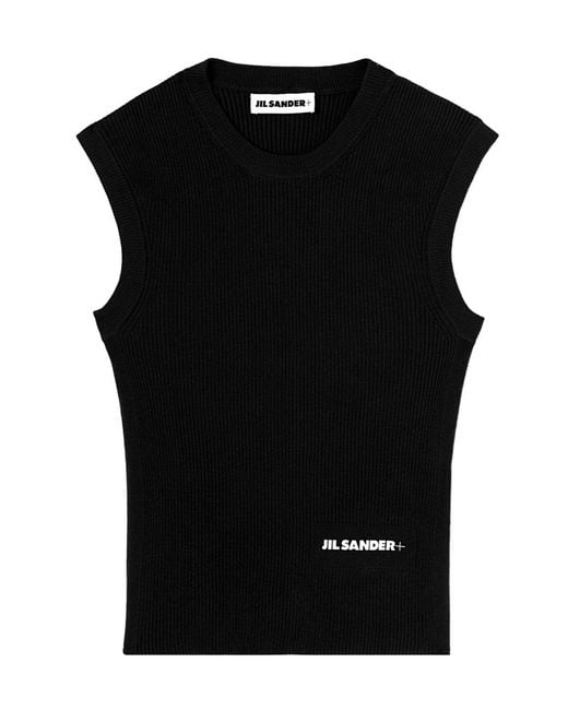 Jil Sander Black Sleeveless Tops